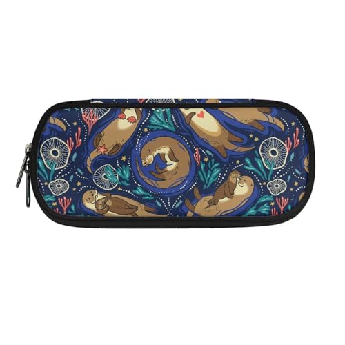 Xoenoiee Federmäppchen mit großer Kapazität für Büro und Schule, Stiftetasche für Schüler und Erwachsene für Schulbedarf, Lovely Otters Blue, Einheitsgröße, Taschen-Organizer von Xoenoiee