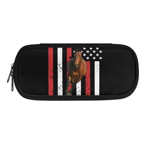 Xoenoiee Großes Federmäppchen mit Reißverschluss für Schüler, Stiftetasche für Schüler und Erwachsene, Schulbedarf, Amerikanische Flagge, Einheitsgröße, Taschen-Organizer von Xoenoiee