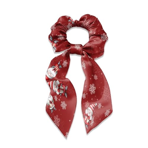 Xoenoiee Haargummis mit Weihnachtsmann-Muster, Satin-Haargummis mit Schleife, weich, Hasenohr-Haarbänder, elastische Haar-Accessoires für Frauen und Mädchen, 3 Stück von Xoenoiee