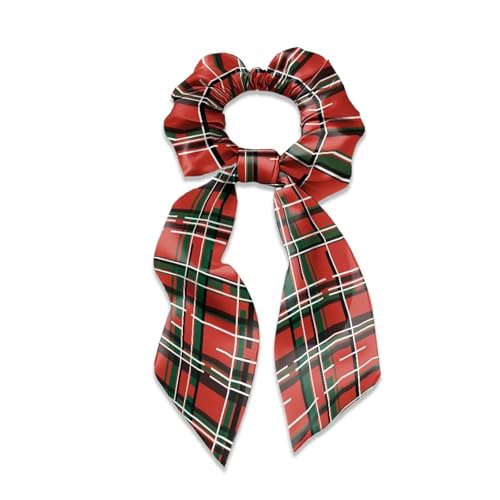 Xoenoiee Haargummis mit Weihnachtsstreifen-Druck, Satin-Haargummis mit Schleife, weiche Hasenohr-Haarbänder, elastische Haar-Accessoires für Frauen und Mädchen, 1 Packung von Xoenoiee