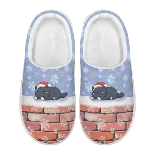Xoenoiee Hausschuhe für Damen, warm, bequem, mit rutschfester Gummisohle, für drinnen und draußen, flauschige Hausschuhe, Katze Schneeflocke Weihnachten, 40/43 EU Xoenoiee Hausschuhe für Damen, warm, bequem, mit rutschfester Gummisohle, für drinnen und draußen, flauschige Hausschuhe, Katze Schneeflocke Weihnachten, 40/43 EU von Xoenoiee