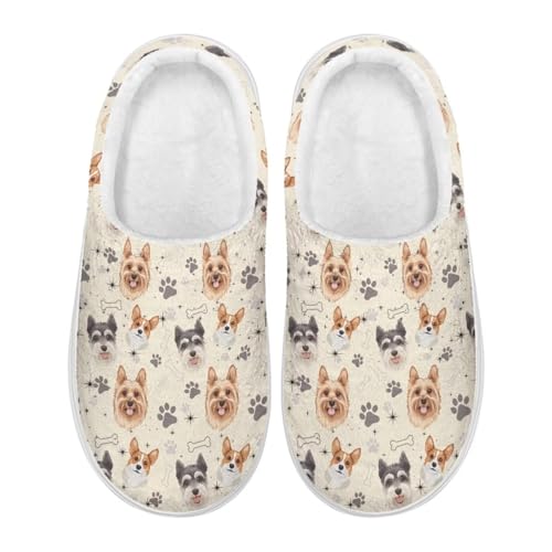 Xoenoiee Hausschuhe für Damen, warm, bequem, mit rutschfester Gummisohle, für drinnen und draußen, flauschige Hausschuhe, Niedliche Hundeknochenpfote, 40/43 EU von Xoenoiee