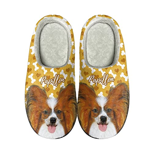 Xoenoiee Hausschuhe für Herren und Damen, warm, flauschig, für Schlafzimmer, Hausschuhe, rutschfest, für den Winter, Innenbereich, Gelber Papillon-Hund, 40/41 EU Xoenoiee Hausschuhe für Herren und Damen, warm, flauschig, für Schlafzimmer, Hausschuhe, rutschfest, für den Winter, Innenbereich, Gelber Papillon-Hund, 40/41 EU von Xoenoiee
