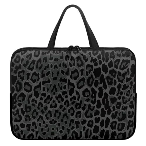 Xoenoiee Laptoptasche, tragbare Laptoptasche für Damen und Herren, wasserdichte Tragetasche mit Tragegriff oben, Schwarz Leopard, 10inch von Xoenoiee