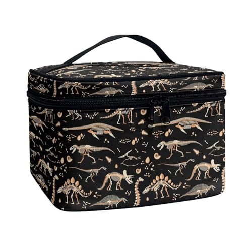 Xoenoiee Make-up-Tasche, tragbare Aufbewahrungstasche, großes Fassungsvermögen, Reise-Make-up-Koffer, Organizer, Tragetasche, Kosmetiktasche für Damen und Mädchen, Dinosaurier-Knochen, Einheitsgröße von Xoenoiee