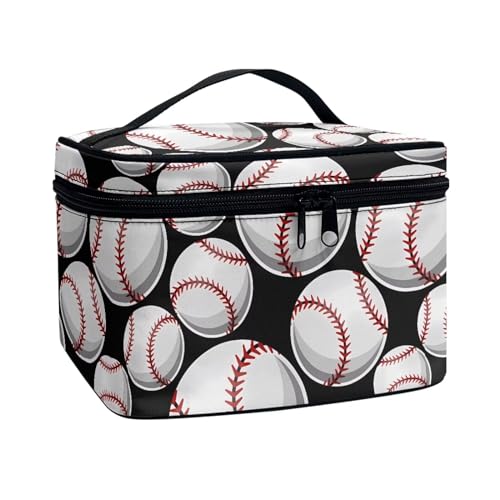 Xoenoiee Make-up-Tasche, tragbare Aufbewahrungstasche, großes Fassungsvermögen, Reise-Make-up-Koffer, Organizer, Tragetasche, Kosmetiktasche für Damen und Mädchen, baseball, Einheitsgröße von Xoenoiee