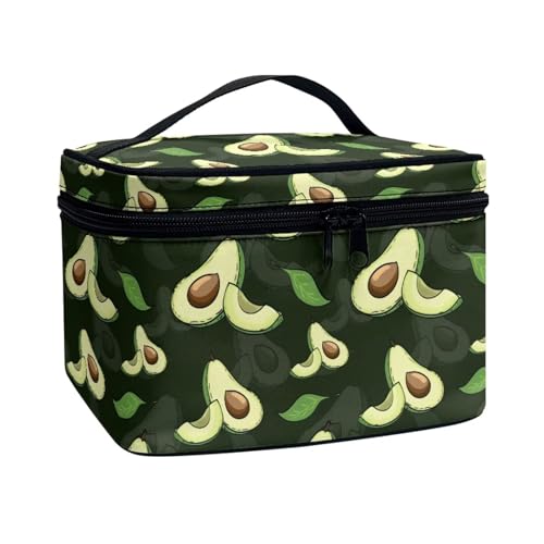 Xoenoiee Make-up-Tasche für Damen und Mädchen, tragbare Kosmetiktasche, großes Fassungsvermögen, Kosmetik-Organizer, Tragetasche, Kulturbeutel, avocado, Einheitsgröße von Xoenoiee