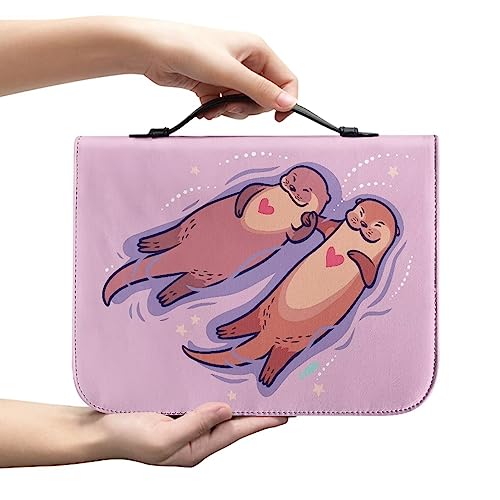 Xoenoiee Niedliche Otter Pink Print Bibelhülle Tragetasche Kirche Tasche Bibel Schutz mit Griff Geschenk für Männer Frauen Kinder 2XL von Xoenoiee