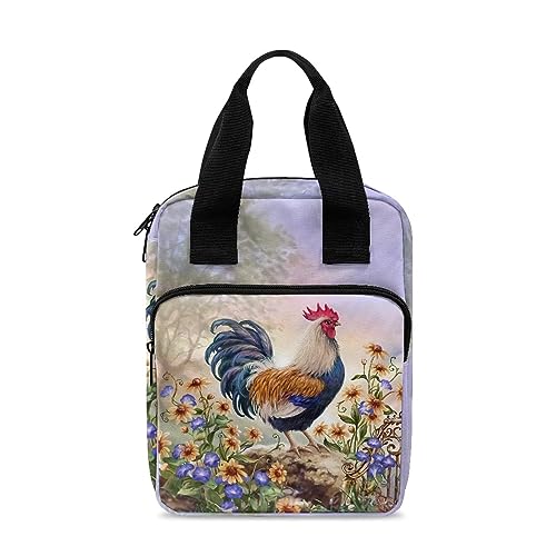 Xoenoiee Sonnenblumen-Huhn-Druck-Bibelhüllen für Damen und Herren, Bibeltasche für Kinder, Bibeltragehalter mit Taschen, Tragetasche, Bibeltasche von Xoenoiee