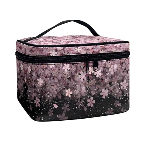 Xoenoiee Tragbare Kosmetiktasche für Damen, Make-up-Tasche für Mädchen, große Tragetasche, Make-up-Organizer, Anti-Staub, Reise-Kulturbeutel, Cherry Blossom, Einheitsgröße von Xoenoiee