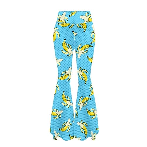 Xoenoiee Yogahose für Damen, ausgestellte Yogahose mit Bauchkontrolle, Bootcut, hohe Taille, Glockenunterteil, Vintage Pop Art Banane, L von Xoenoiee