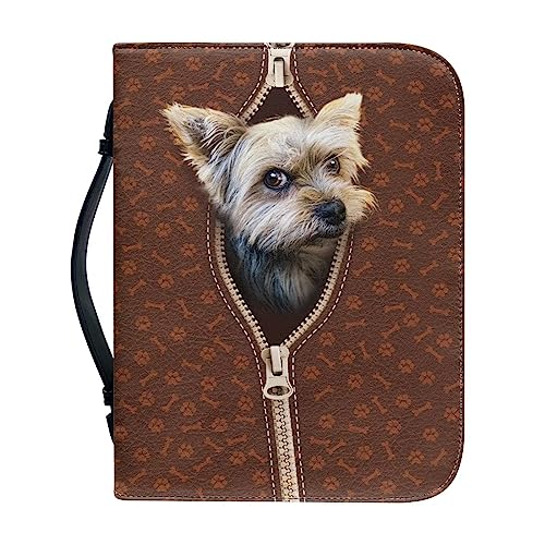 Xoenoiee Yorkshire Terrier Print Bibelhüllen für Kinder Bibelhülle Bibelhalter Taschen mit Aufbewahrungstaschen Stiftfächer für Männer Frauen, L von Xoenoiee