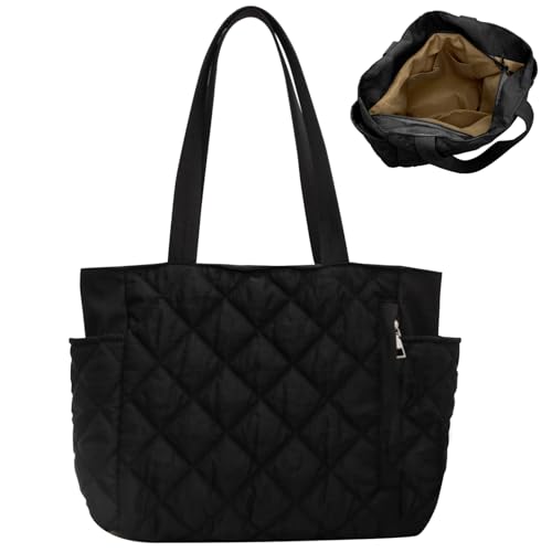 Sterbene Einkaufstasche große Kapazität Puffer Einkaufstasche Reißverschluss Polsterpuffer Geldbeutel mehrpockets gehalten Hand-/Schulter-Stülle-Taschen für Frauen Schwarz von Xoeryoy