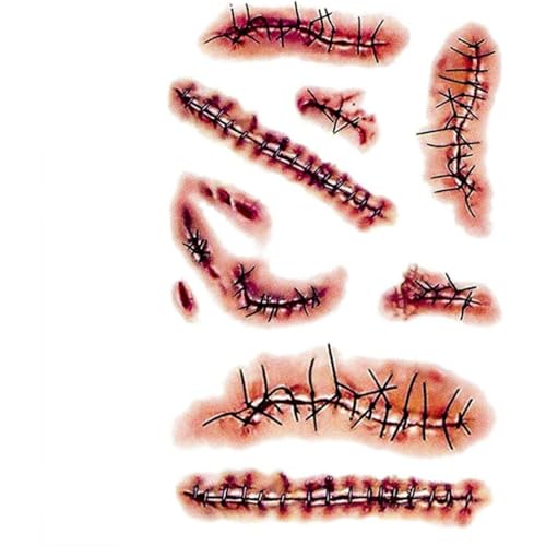 Zombie -Narben Tattoos blutige Narbe mit Blutkostüm Make -up Halloween Dekorationen Party Gunst von Xoeryoy
