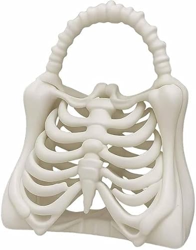 Xoktlde Bedruckte Skelett-Knochentasche, Gothic-Skelett-Geldbörse, unheimliche Ribcage Handtasche, anatomisches, dunkles ästhetisches Accessoire Xoktlde Bedruckte Skelett-Knochentasche, Gothic-Skelett-Geldbörse, unheimliche Ribcage Handtasche, anatomisches, dunkles ästhetisches Accessoire von Xoktlde