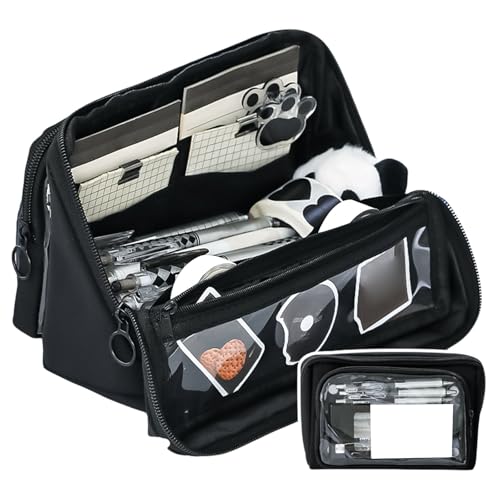 Xoktlde Federmäppchen mit großer Kapazität, abnehmbare Taschen, Stifttasche mit mehreren Schichten, großes Etui mit Fächern, Reise-Kosmetiktasche für Jungen und Mädchen, Schulbedarf, Schwarz Xoktlde Federmäppchen mit großer Kapazität, abnehmbare Taschen, Stifttasche mit mehreren Schichten, großes Etui mit Fächern, Reise-Kosmetiktasche für Jungen und Mädchen, Schulbedarf, Schwarz von Xoktlde