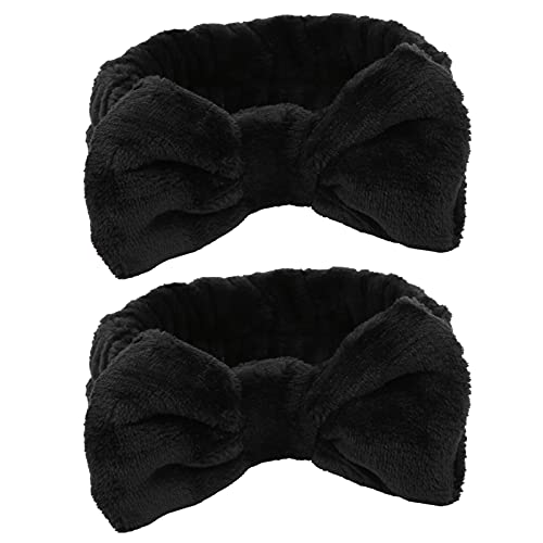 Xolsurg 2PCS Make -up Stirnband Verstellbares schwarzes Haarband Weiches Haarband mit Bug für die Dusche von Xolsurg