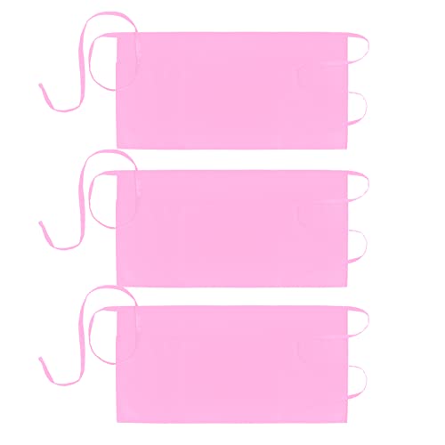 Xornis 3er-Pack Taillenschürzen mit 3 Taschen, Kellnerinnen-Servierer, halb kurz, Pink von Xornis