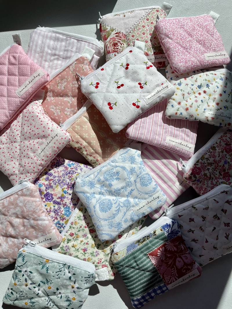 Mini Clutch Geldbörse Schlüsselanhänger Tasche Vielfalt, Gesteppter Reißverschluss Beutel/Kleine Kartenhalter Kosmetiktasche Karte Lippenstift 1 von XoxoCharley