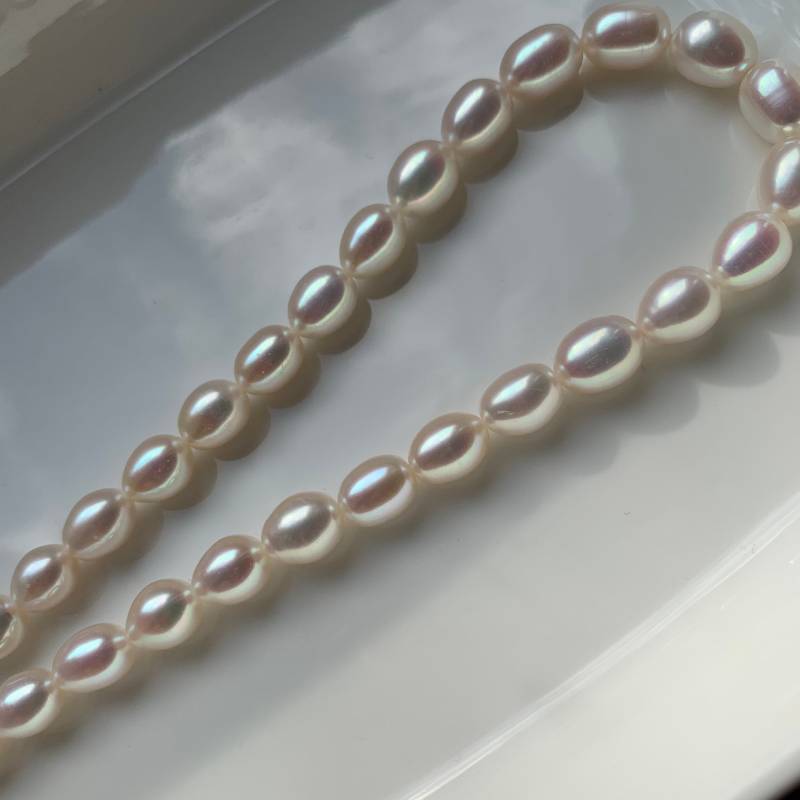 Weiße Süßwasserperlenkette, Naturperlenkette, 7-8 Mm von XpearlJAL