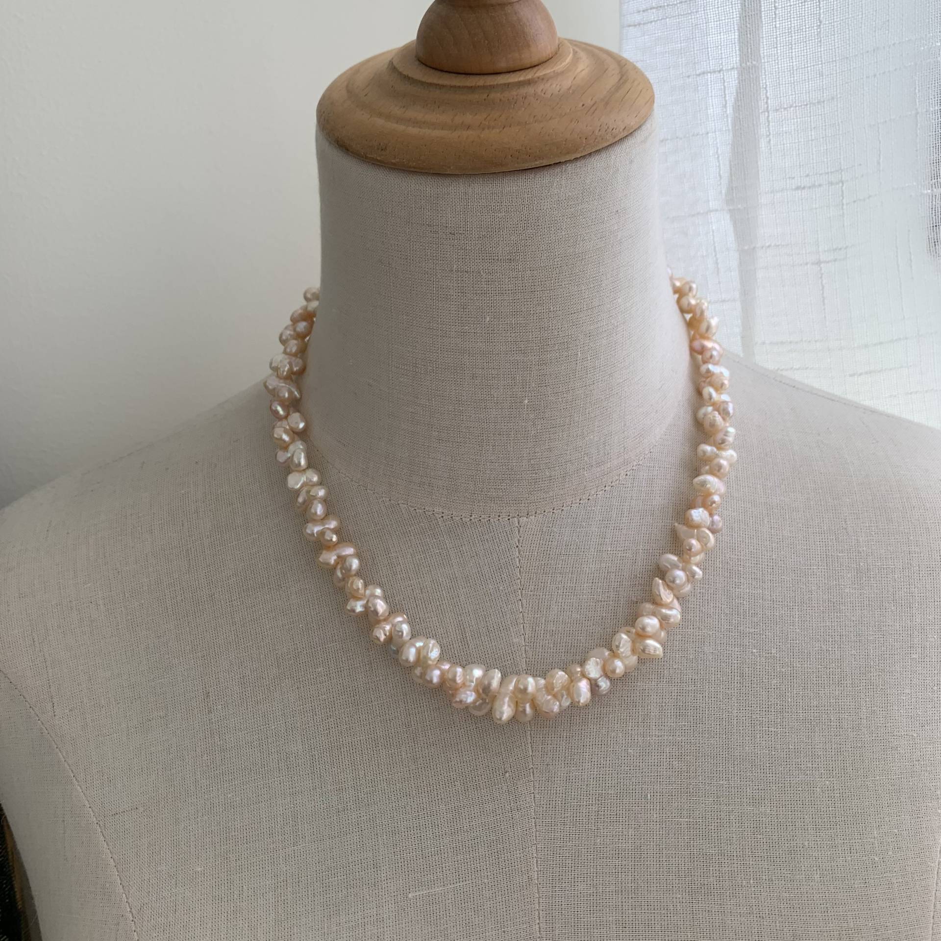 Zwillingsperlen Kette, Niedliche Zwillingsperlenkette, Echte Barockperlenkette, Natürlicher Süßwasserperlenschmuck von XpearlJAL