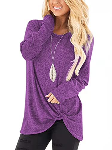 Xpenyo Rundhals Pullover Damen Langarmshirts für Damen Shirt Lässiger Oberteile Damen Blusenoberteile lila L von Xpenyo