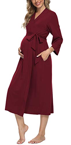 Xpenyo Damen-Umstands-Nachtwäsche, Arbeits-, Still-, Krankenhaus-Nachthemd, Bademäntel, Schwangerschafts-Loungewear, weinrot, XL Xpenyo Damen-Umstands-Nachtwäsche, Arbeits-, Still-, Krankenhaus-Nachthemd, Bademäntel, Schwangerschafts-Loungewear, weinrot, XL von Xpenyo