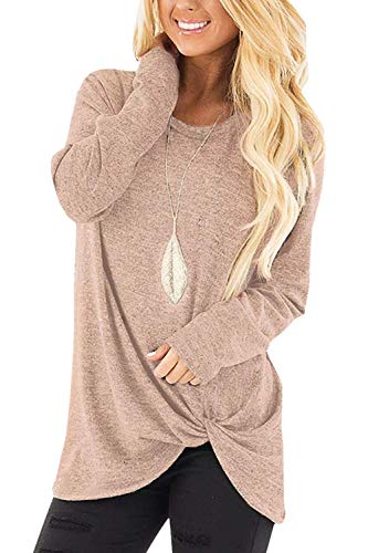 Xpenyo Langarmshirts, Twisted-Sweatshirts, lockere T-Shirt-Blusen, Tunika-Tops fur Damen 5-helles Khaki XXL von Xpenyo