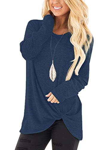 Xpenyo Rundhals Pullover Damen Langarmshirts für Damen Shirt Lässiger Oberteile Damen Blusenoberteile tiefes Blau S von Xpenyo