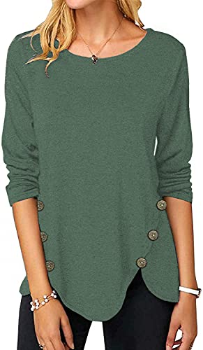 Xpenyo Winterpullover für Damen Langarm Sweatshirts Loose Fit Bluse Casual Button Tops Hellgrün XL von Xpenyo