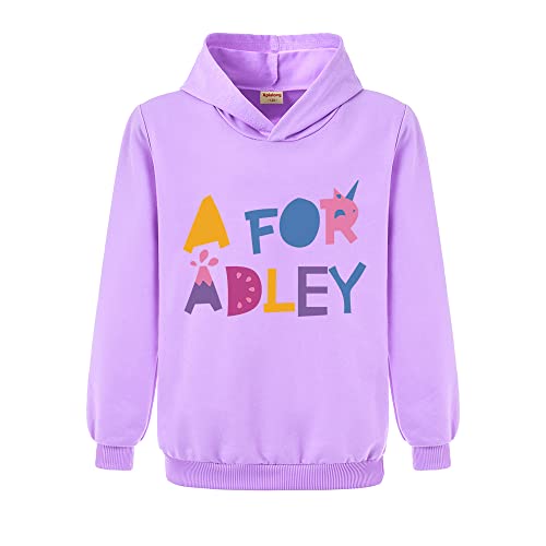 Xpialong A for Adley Mädchen Mode Sport Hoodies Jungen Einfarbig Pullover Kinder Tops, violett, 11-12 Jahre von Xpialong