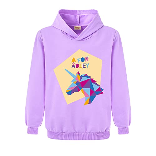 Xpialong A for Adley Mädchen Jungen Sport Hoodie Pullover für 3-13 Jahre Unisex Kinder Baumwolle Tops, violett, 9-10 Jahre von Xpialong