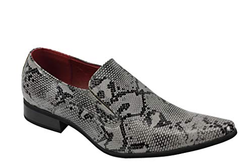 Herren Leder gefüttert Smart Slip auf Loafers Schuhe Schlangenhaut Print Glänzend Patent[A1966H-2,Grau,UK 8 EU 42] von Xposed