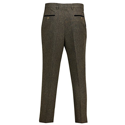 Männer Klassische Tweed-Hose 1920er Jahre Heringsbone maßgeschneiderte Anpassung anpassen Anzugsanzug Pants [TRS-DANE-D1-COFFEE-36] von Xposed