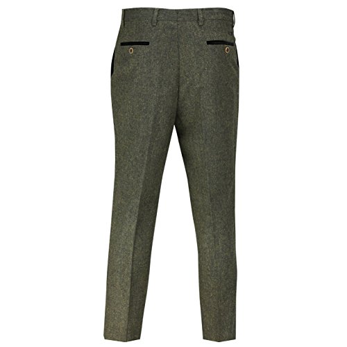 Männer Klassische Tweed-Hose 1920er Jahre Heringsbone maßgeschneiderte Anpassung anpassen Anzugsanzug Pants [TRS-DANE-D2-GREEN-40] von Xposed