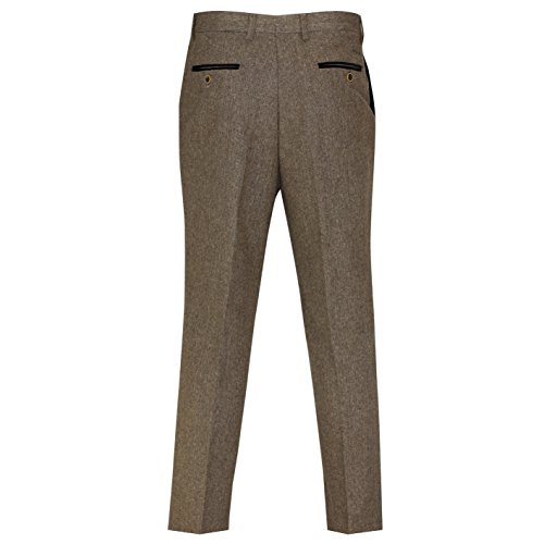 Männer Klassische Tweed-Hose 1920er Jahre Heringsbone maßgeschneiderte Anpassung anpassen Anzugsanzug Pants [TRS-DANE-D4-BROWN-44] von Xposed