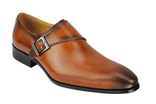 Männer Polierte Echtes Leder Einzel Monk Schuhe Wölbungs-Bügel-Beleg Auf Smart Work Kleid Loafer [HY50-K36-YELLOW-44] von Xposed