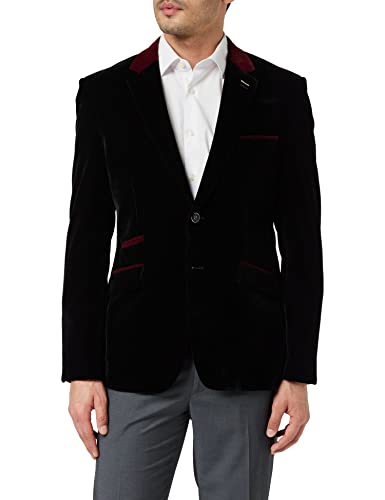 XPOSED of London Herren Weiche Samt Blazer Vintage Styled Retro Smart Party Tapped Fit Abendjacke [AMZCH-BLZ-TIM-BLACK-46] von XPOSED of London