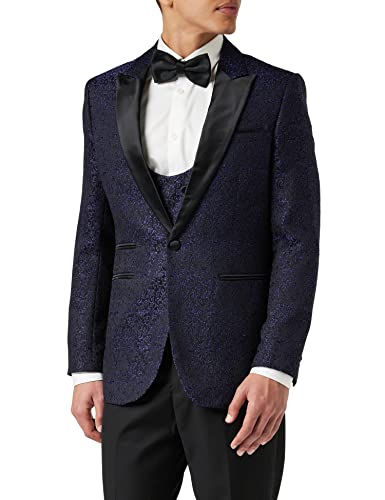 Xposed Herren Blumen Smoking Schwarzer Blazer [TUX-BRIAN-1055-BLUE-52,62EU] von Xposed