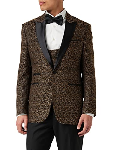 Xposed Herren Blumen Smoking Schwarzer Blazer [TUX-BRIAN-1055-GOLD-52,62EU] von Xposed