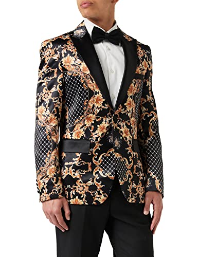 Xposed Herren Gold Floral Schwarzer Blazer [DINNER-NEW-1-BLACK-52,62EU] von Xposed