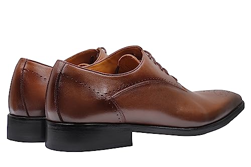 Xposed Herren-Obermaterial und Sohle aus echtem Leder, handgefertigte Schuhe, Krokodildruck, formelles Kleid, Oxford-Schnürschuhe [ PLS-361-VEAU-TABAC-46 ] von Xposed