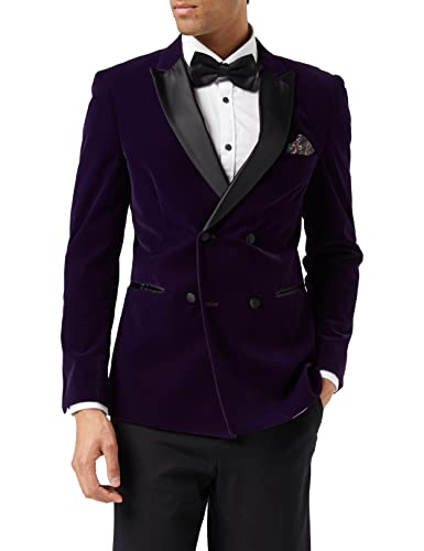 Xposed Herren-Samt-Smoking-Blazer [BLZ-SMITH-PURPLE-38,48EU] von Xposed