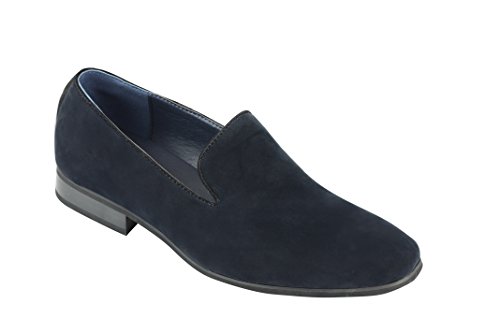 Xposed Herren-Slipper aus Wildleder und glänzendem Lackleder, lässige MOD-Fahrschuhe[Marine Wildleder, UK 8 EU 42] von Xposed