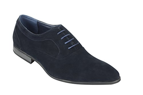 Xposed Herren Suede & Patent Shiny Leather Line Formal Oxford Lace Up Italian Style Schuhe [Navy Suede,UK 11 EU 45] von Xposed