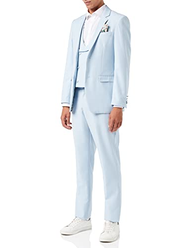 Xposed Lete - Herren Pastellfarbe 3 -teiliger Anzug Sommer Hochzeitsbräutigam zu maßgeschneidert in hellblau, rosa, grün [SUIT-LETE-SKY-60EU] von Xposed