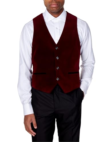 Xposed Männer Sam Burgund Weiche Samtweste Waistcoat Hochzeitsfest Retro maßgeschneiderte Sitzanzug Weste [AMZCH-PWC-101-8-BURGENDY-56EU] von Xposed