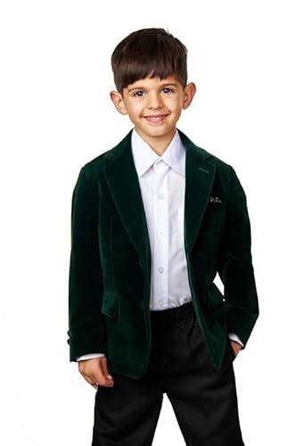 Xposed Samt-Smoking-Jacke für Kinder, für Hochzeit, Party, maßgeschneiderte Passform, Abendessen-Blazer [KD-BLZ-Gary-Green-8] von Xposed