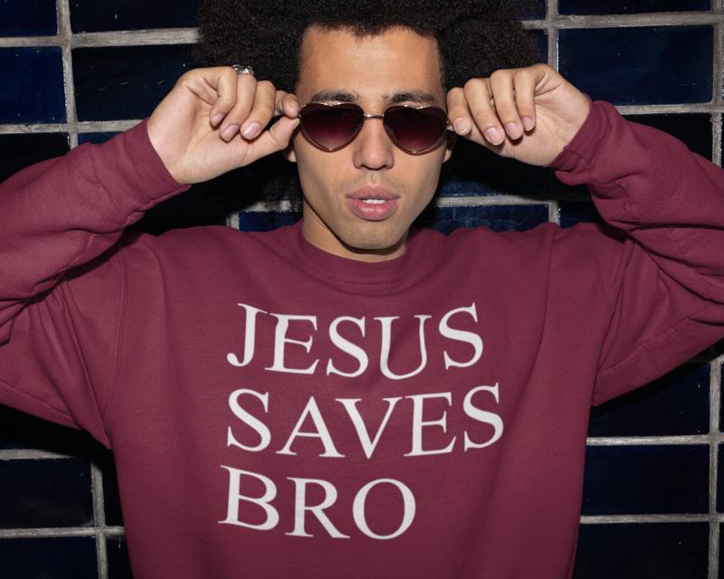 Jesus Rettet Bro Sweatshirt Mit Rundhalsausschnitt von XpressionTees