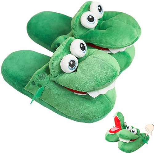 Krokodil Hausschuhe Mund Öffnen,Krokodil Schlappen,Krokodil Schuhe,Krokodil Pantoffeln,Plüsch Hausschuhe Krokodil Herren Und Damen,Winter Hausschuhe Cartoon-hausschuhe,Spaß Und Lustige Warme Hausschuh von Xpwghap
